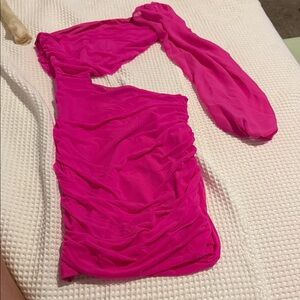 Vibrant Pink One-Shoulder Dress